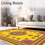 Sunny Yellow Mandala Floral Rug