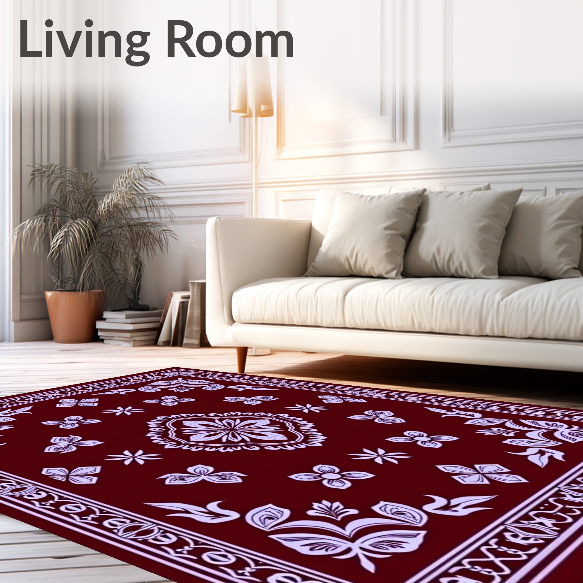 Crimson Floral Laurel Medallion Rug