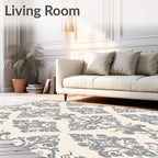 Elegant Gray Floral Damask Rug