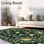 Elegant Black Gold Floral Medallion Rug