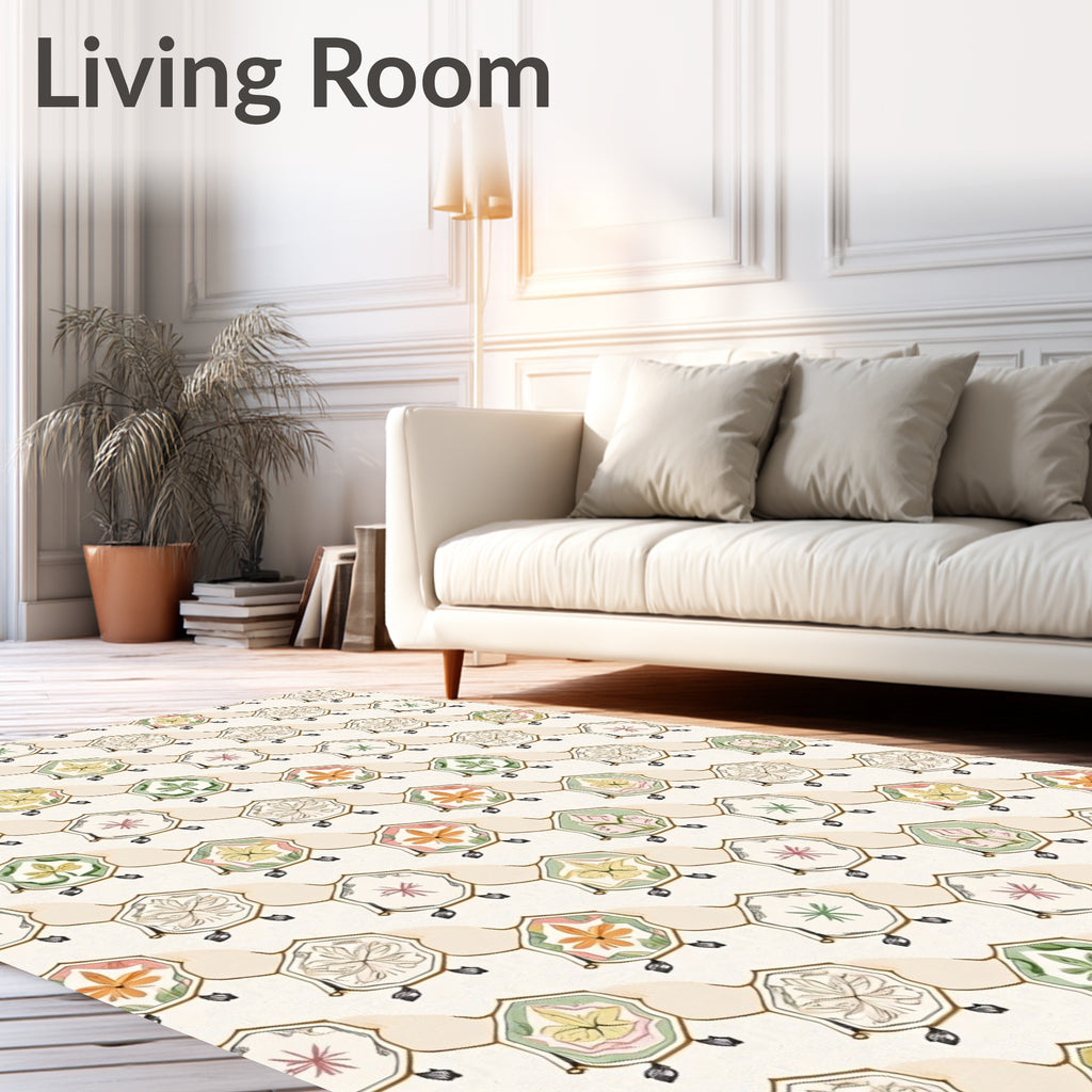 Pale Palette Floral Keystone Arrangement Rug