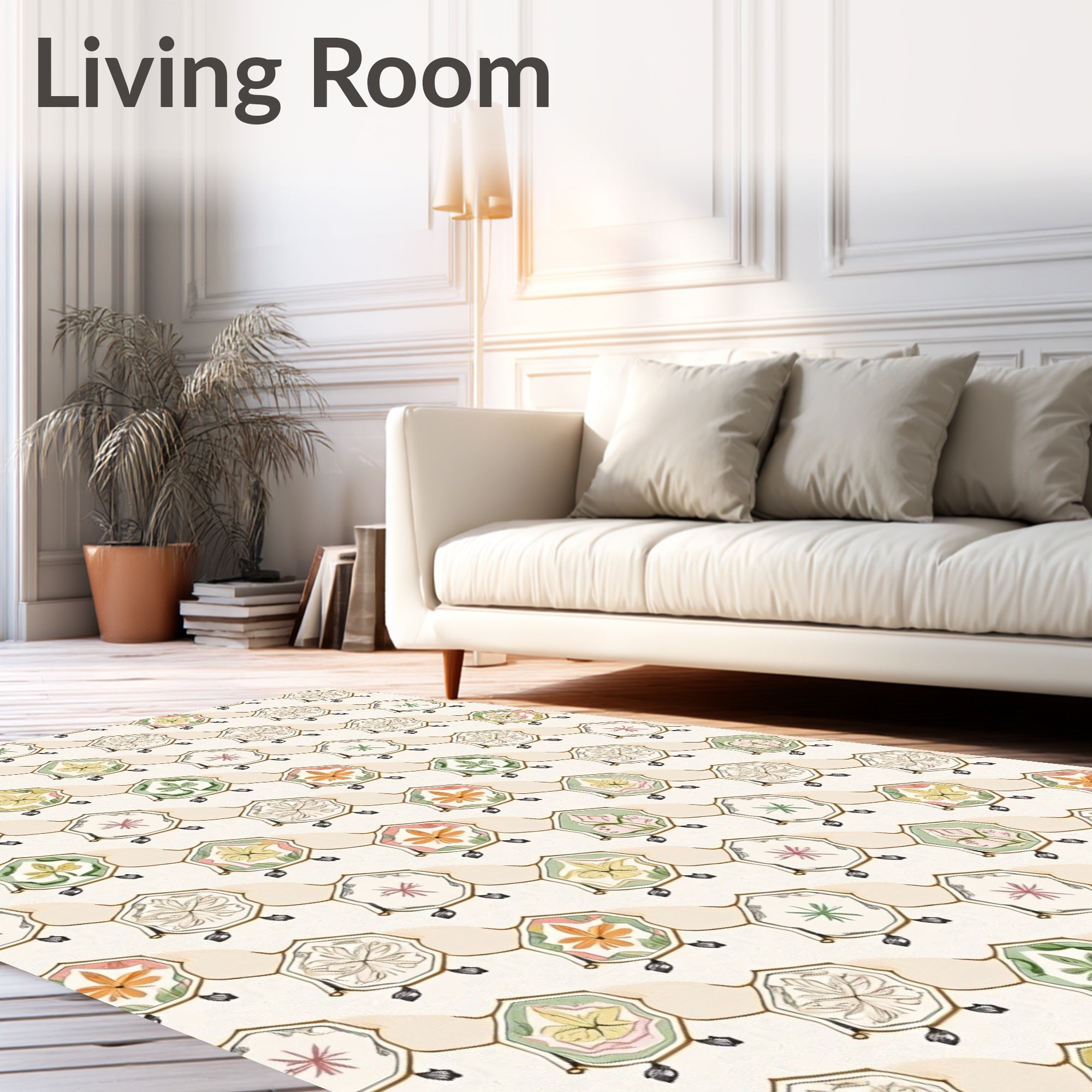 Pale Palette Floral Keystone Arrangement Rug
