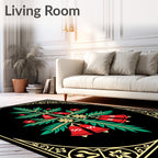 Black Red Green Woodland Bell Accents Rug