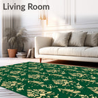 Golden Evergreen Folk Chiming Spirits Rug