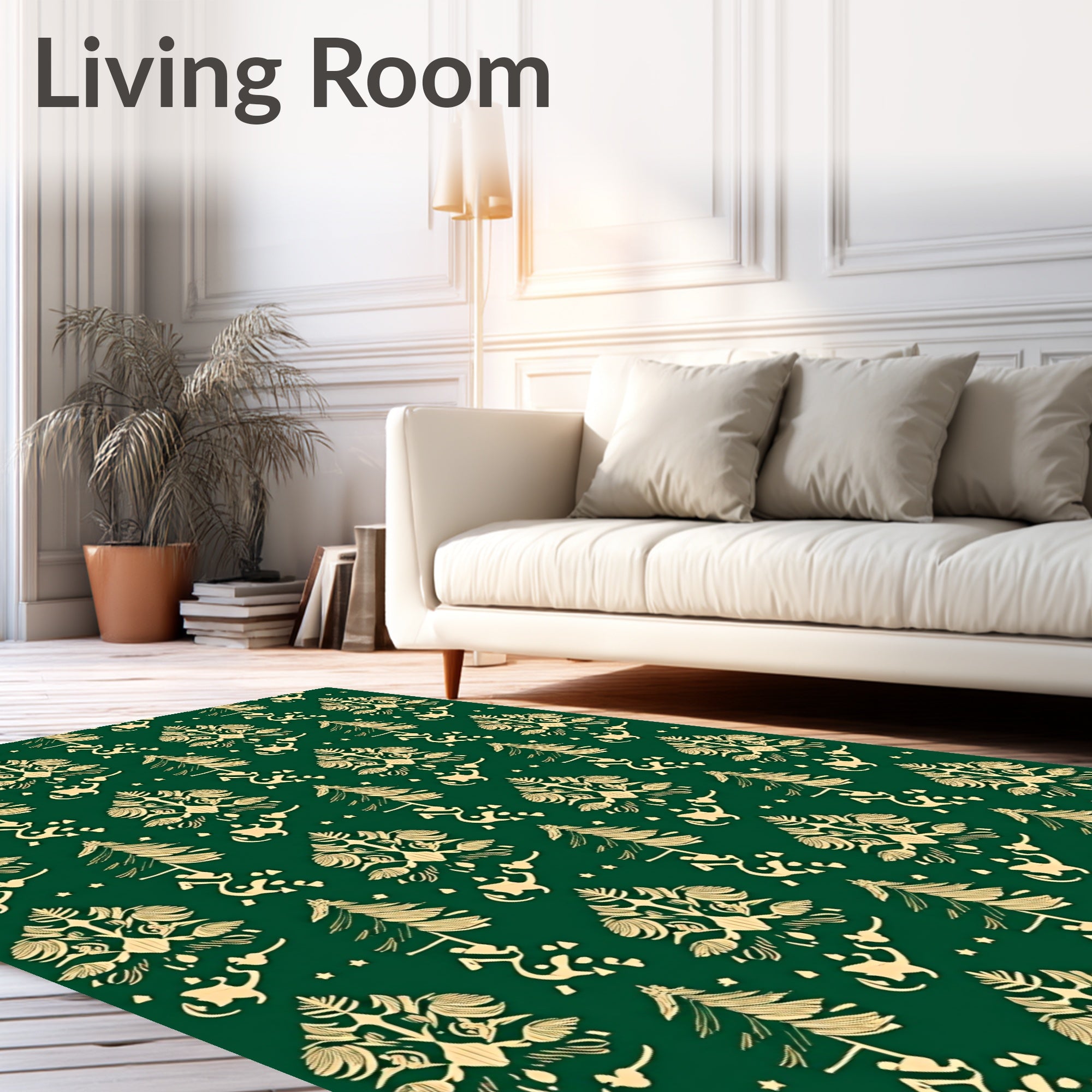 Golden Evergreen Folk Chiming Spirits Rug