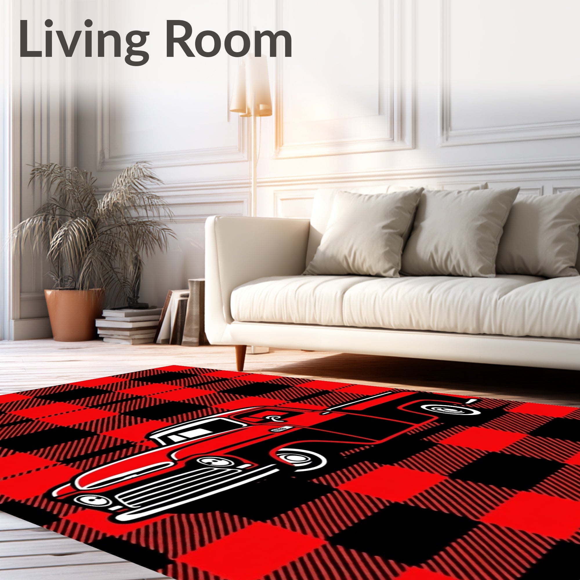 Red Black Buffalo Plaid Pickup Truck Rug