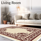 Deep Red Ornate Bloom Corner Accent Rug