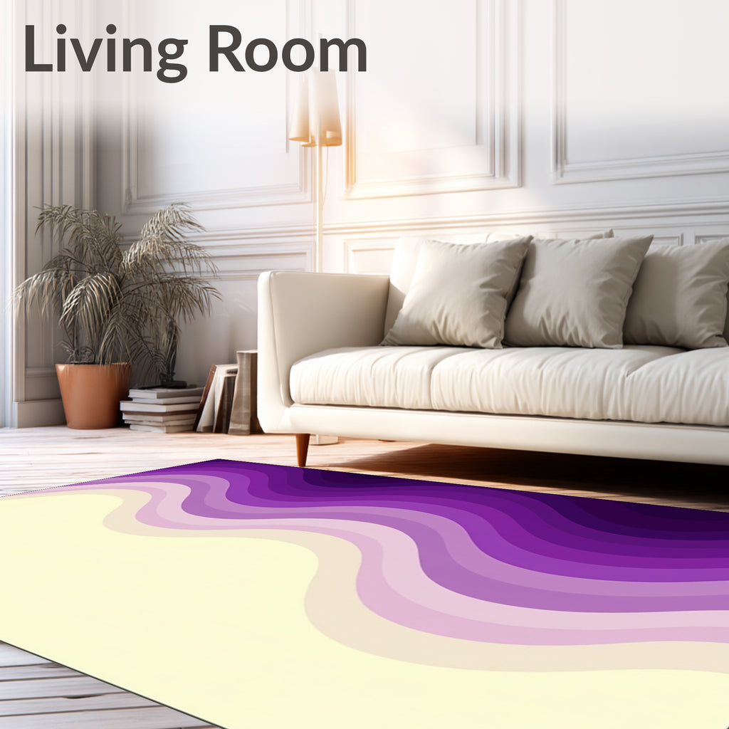 Cream Purple Gradients Wavy Rug