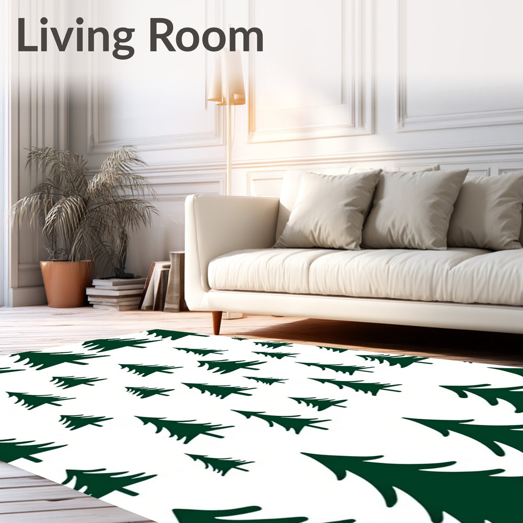 Forest Green Pine Tree Scatter Rug