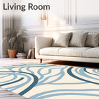 Coastal Blue Swirl Abstract Rug