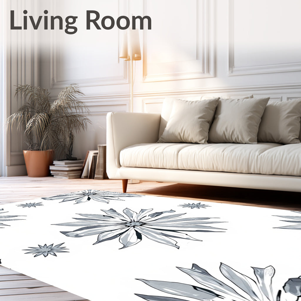 Monochrome Floral Bloom Repeat Rug