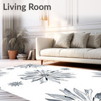 Monochrome Floral Bloom Repeat Rug