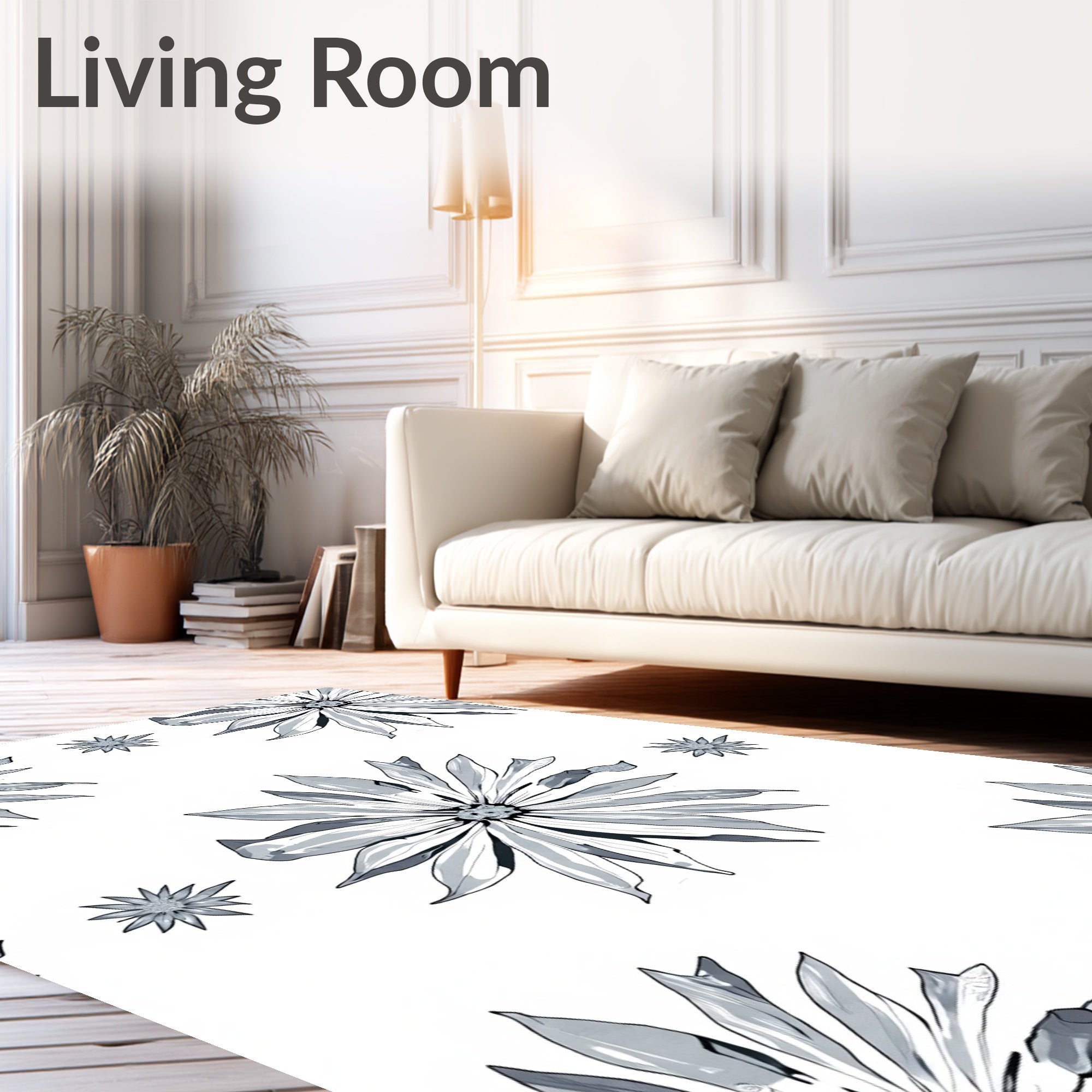 Monochrome Floral Bloom Repeat Rug