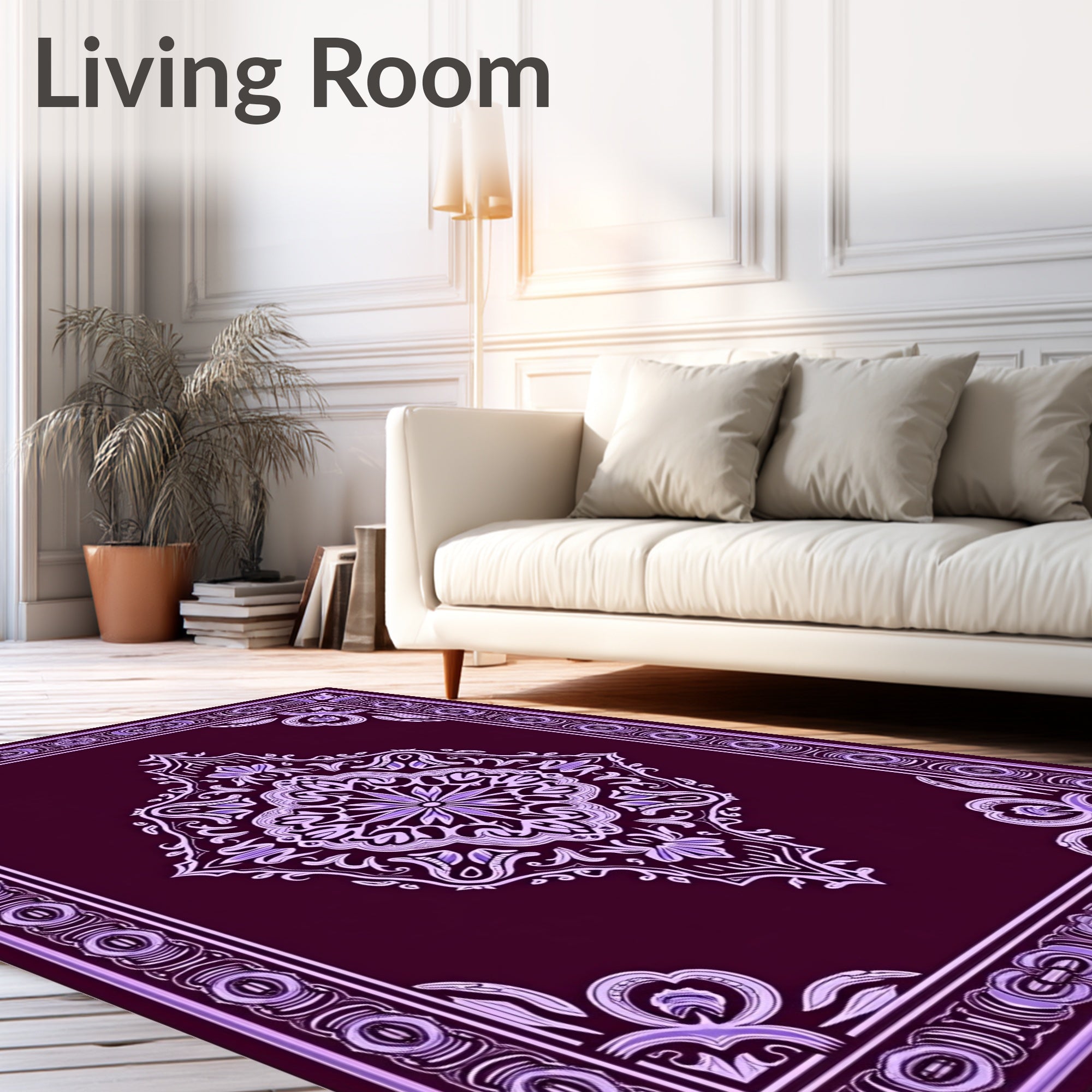 Royal Purple Medallion Border Rug