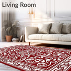 Rich Red Floral Medallion Vine Rug