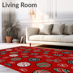 Red Green Orb Bow Medallion Spread Rug