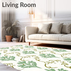 Sage Green Floral Vine Damask Rug