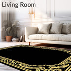 Elegant Gold Ornamental Frame Rug