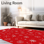 Red Snowflake Ornament Scatter Rug