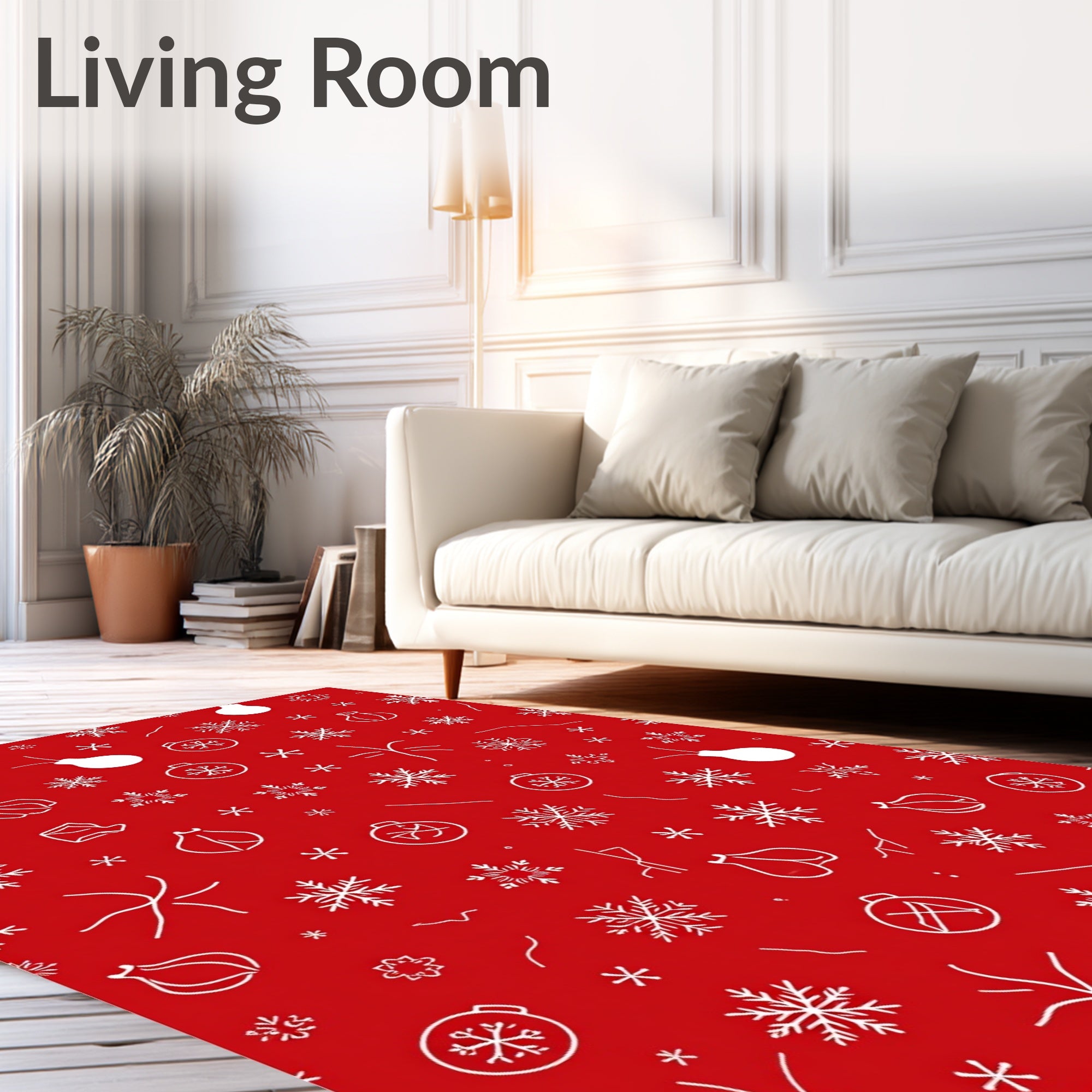 Red Snowflake Ornament Scatter Rug