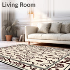 Deep Red Floral Baroque Lace Rug