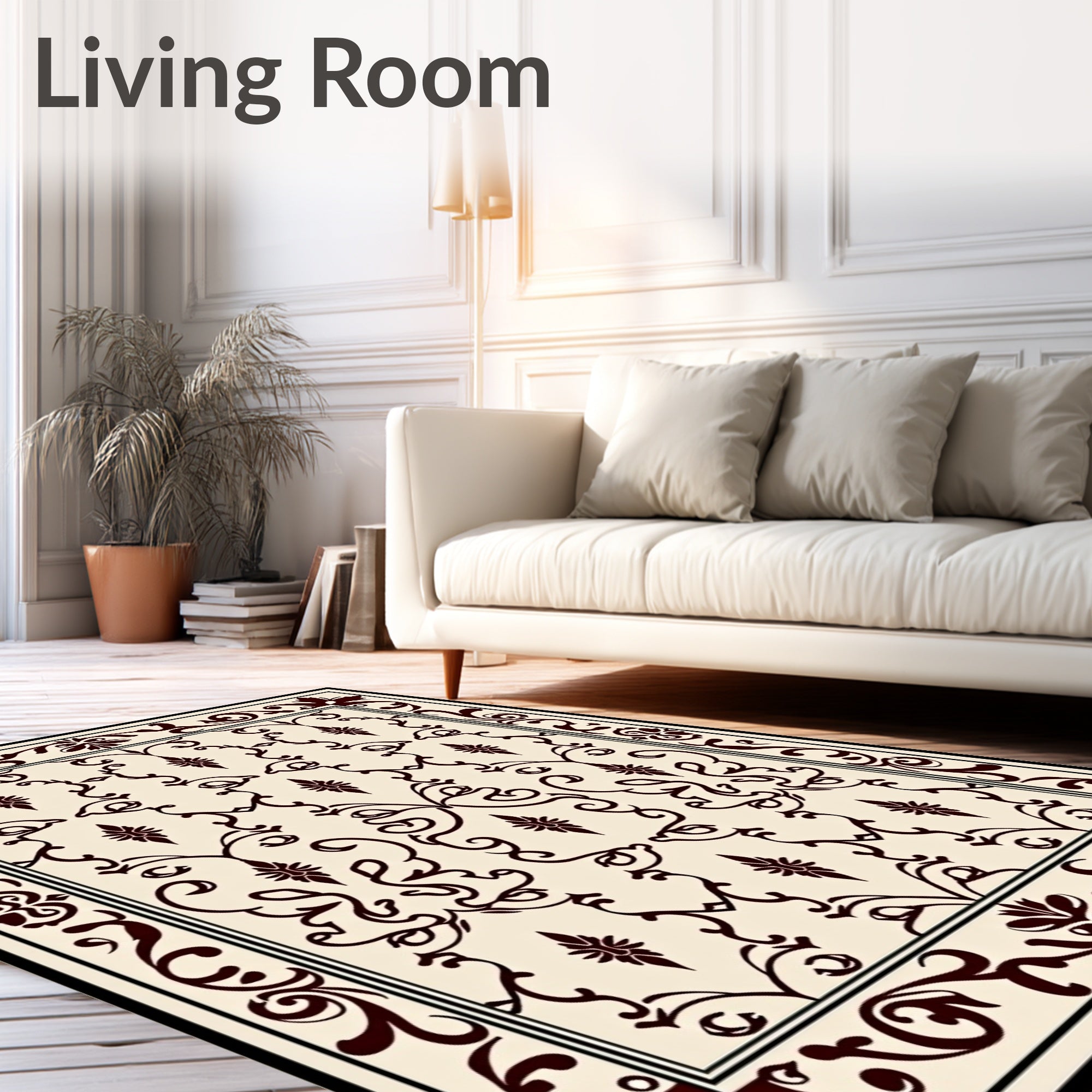 Deep Red Floral Baroque Lace Rug