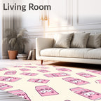 Pink Cartoonish Rectangles Scattered Rug