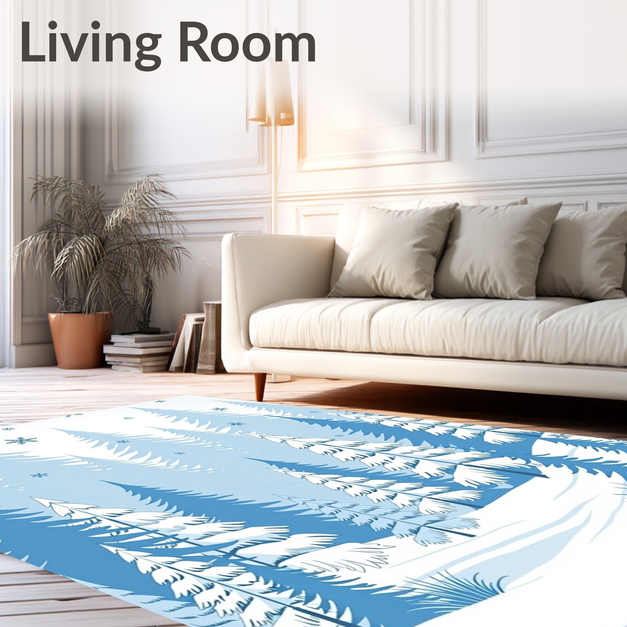 Winter Snowfall Forest Landscape Rug