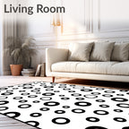 Black and White Scattered Rings Rug
