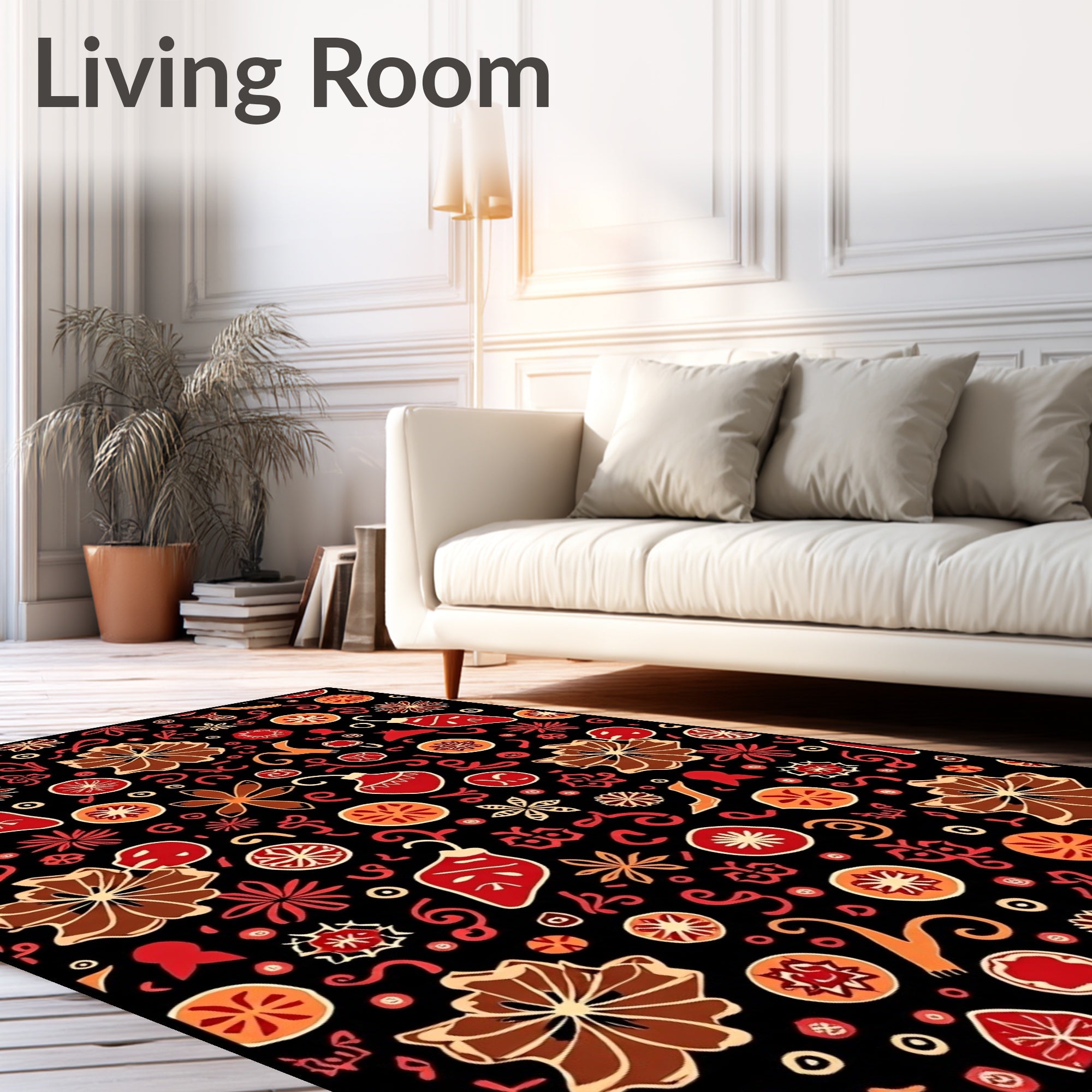 Spiced Orange Floral Ornaments Rug