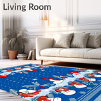 Whimsical Red White Figures Blue Night Rug