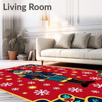 Festive Red Nutcracker Snowflake Border Rug