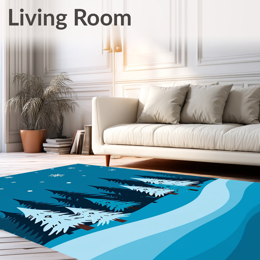 Winter Snowy Forest Flakes Rug