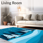 Winter Snowy Forest Flakes Rug