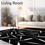 Black White Abstract Strokes Rug