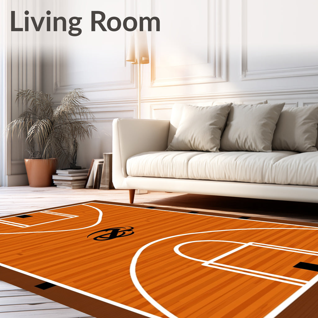 Orange Basketball Court Swirl Rug