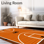 Orange Basketball Court Swirl Rug