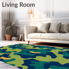Camouflage Navy Green Woodland Accents Rug