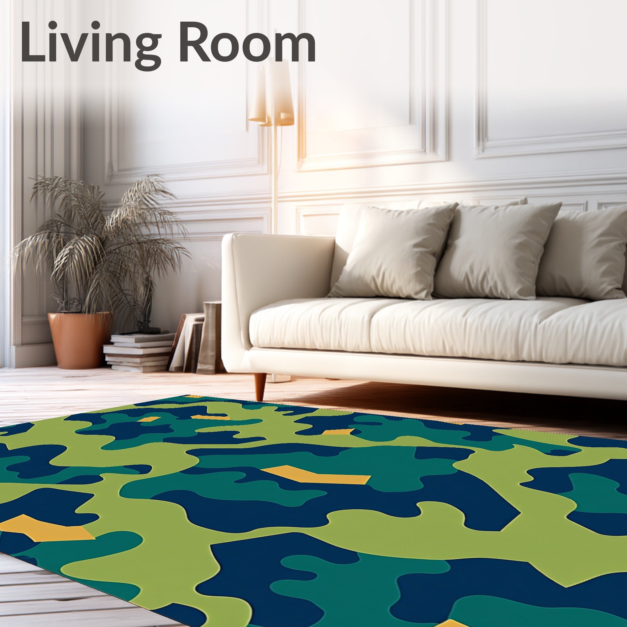 Camouflage Navy Green Woodland Accents Rug