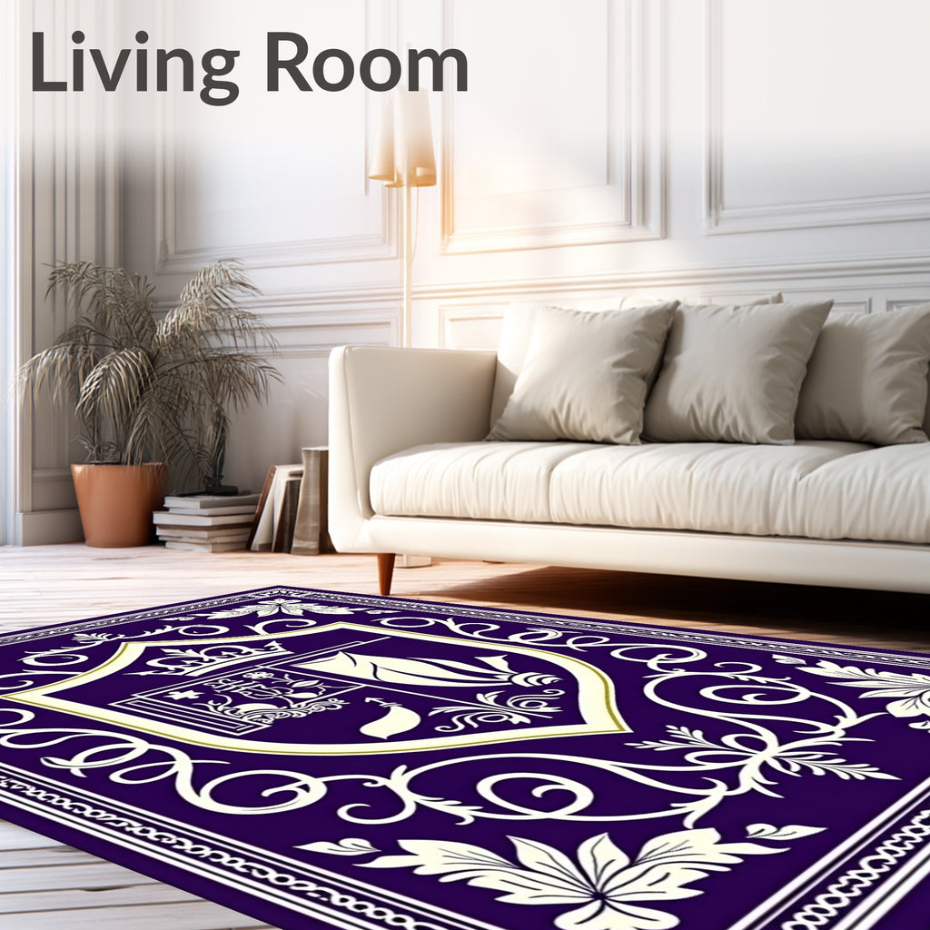 Regal Purple Courtly Emblem Rug