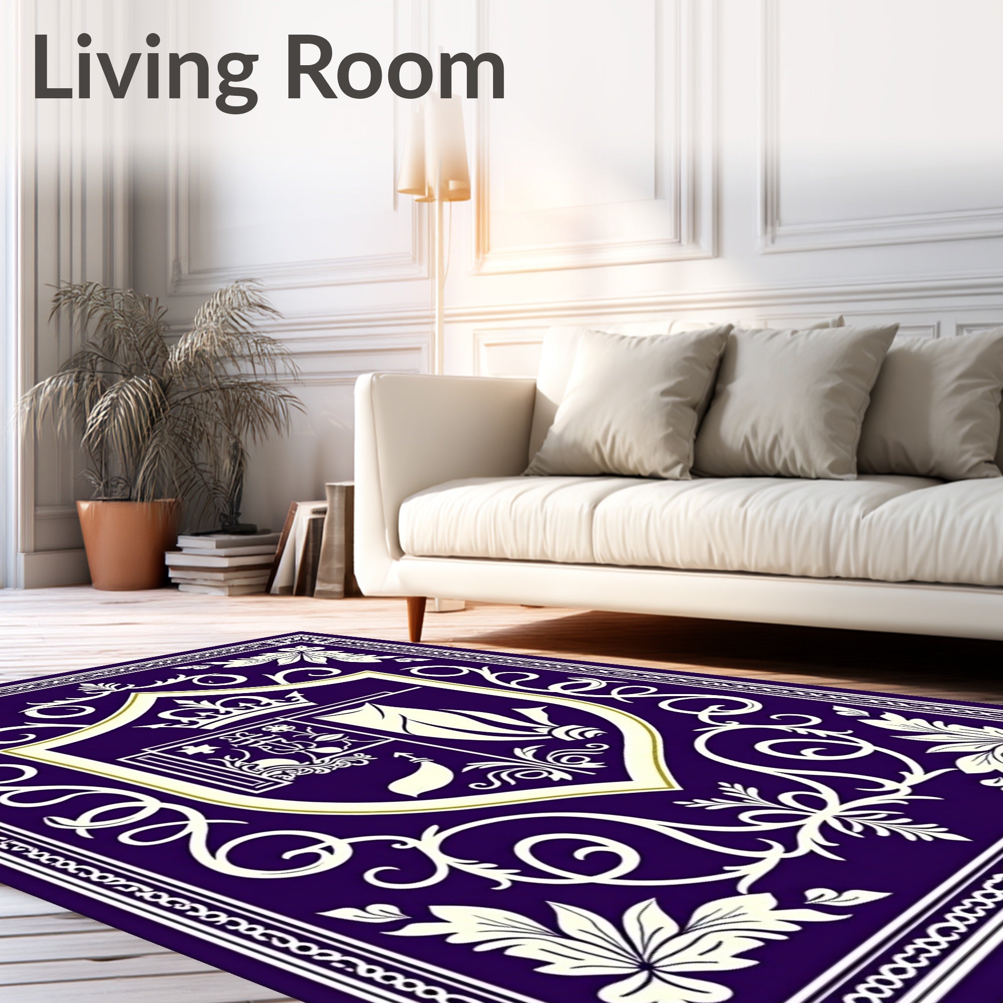 Regal Purple Courtly Emblem Rug