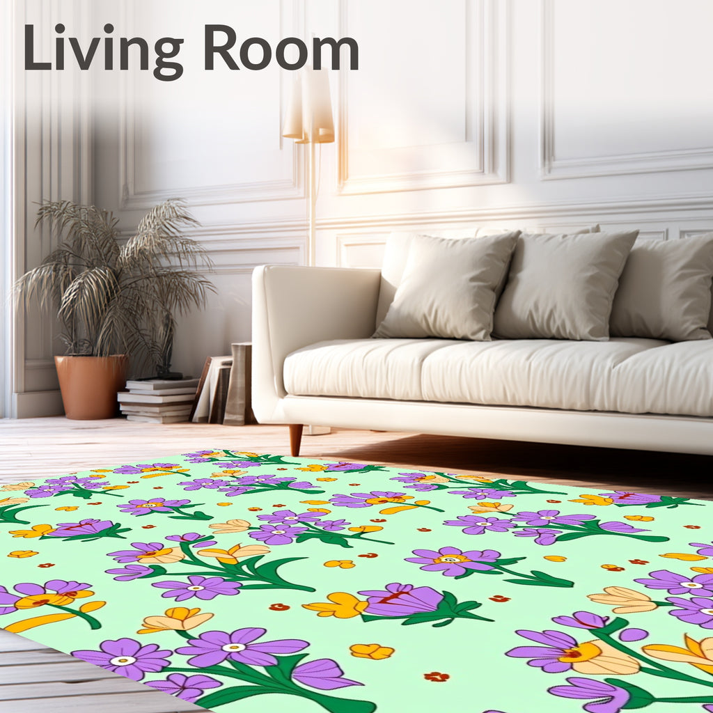 Groovy Purple Flower Bunch Pastel Rug