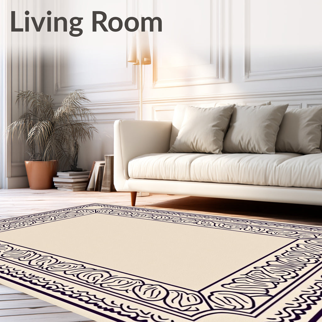 Antique Floral Scroll Border Rug