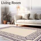 Antique Floral Scroll Border Rug