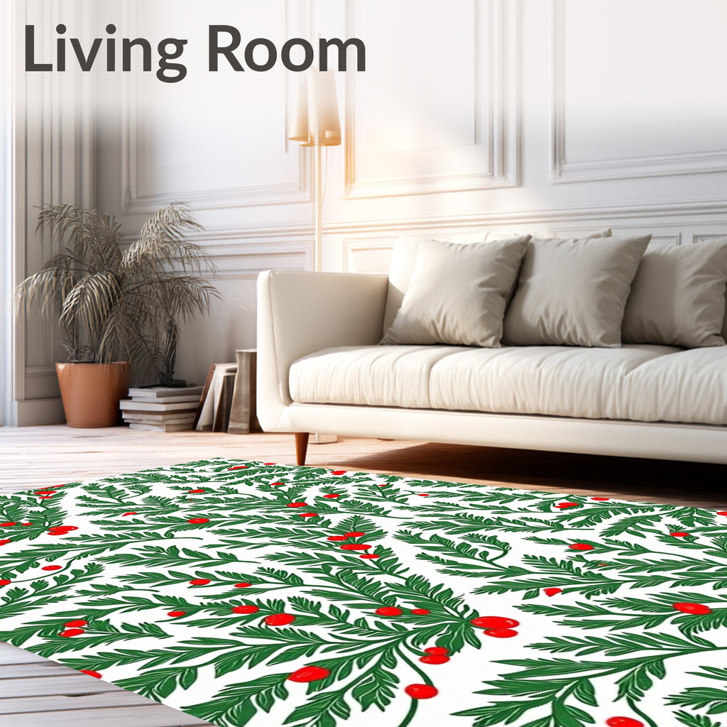 Green Leaf Berry Garland Rug