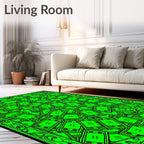 Vibrant Neon Green Playing Cards Cluster Rug