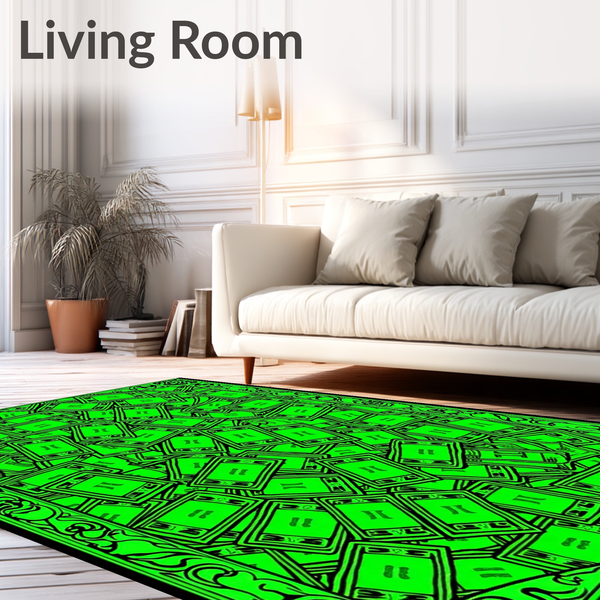 Vibrant Neon Green Playing Cards Cluster Rug