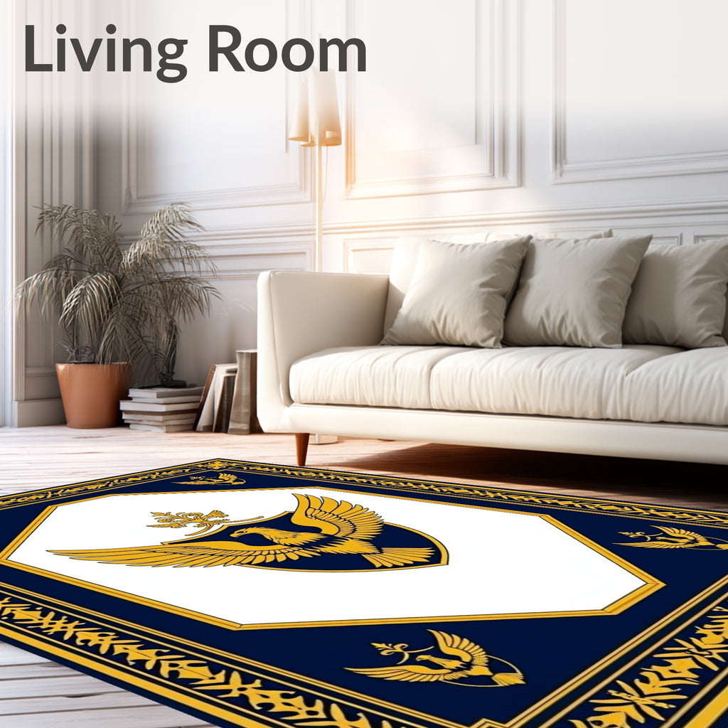 Regal Navy Gold Eagle Crest Rug