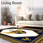 Regal Navy Gold Eagle Crest Rug