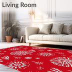 Classic Red Snowflake Mandala Rug